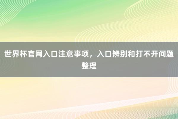 世界杯官网入口注意事项，入口辨别和打不开问题整理