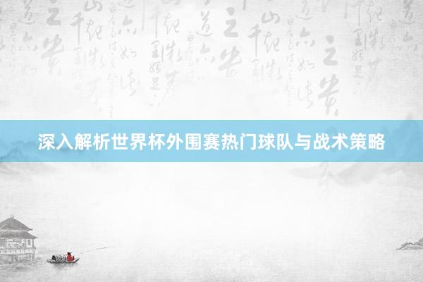 深入解析世界杯外围赛热门球队与战术策略
